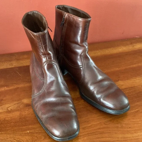 Vintage Florsheim Beatle boots Brown Side Zip Leather Size 11.5 - Picture 9 of 9